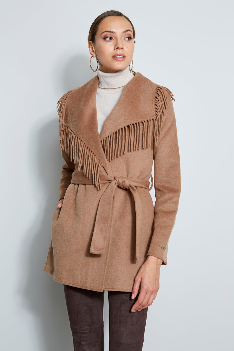 Fringe wool coat outlet