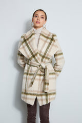 Tahari Plaid Wrap Coat