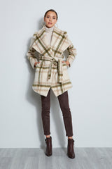 Tahari Plaid Wrap Coat