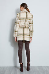 Tahari Plaid Wrap Coat