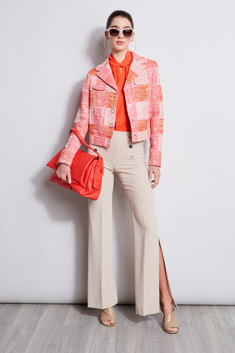 Elie Tahari Quilted Velvet Cropped Jacket