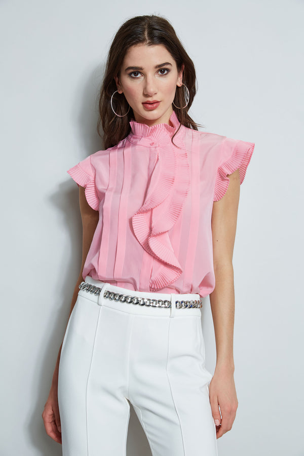 Pleated Flutter Silk Shirt