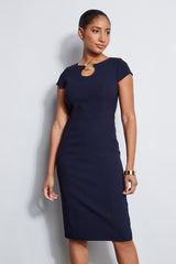 Short Sleeve Keyhole Ring Dress