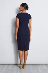 Short Sleeve Keyhole Ring Dress