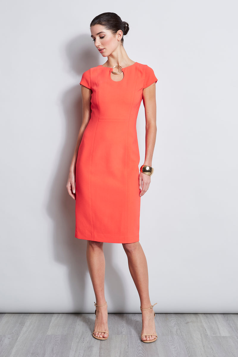 Short Sleeve Keyhole Ring Dress