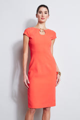 Short Sleeve Keyhole Ring Dress