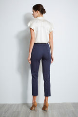 Pintuck Cropped Stretch Twill Pant