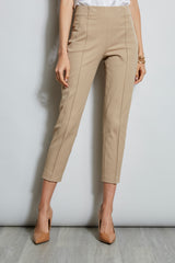 Pintuck Cropped Stretch Twill Pant