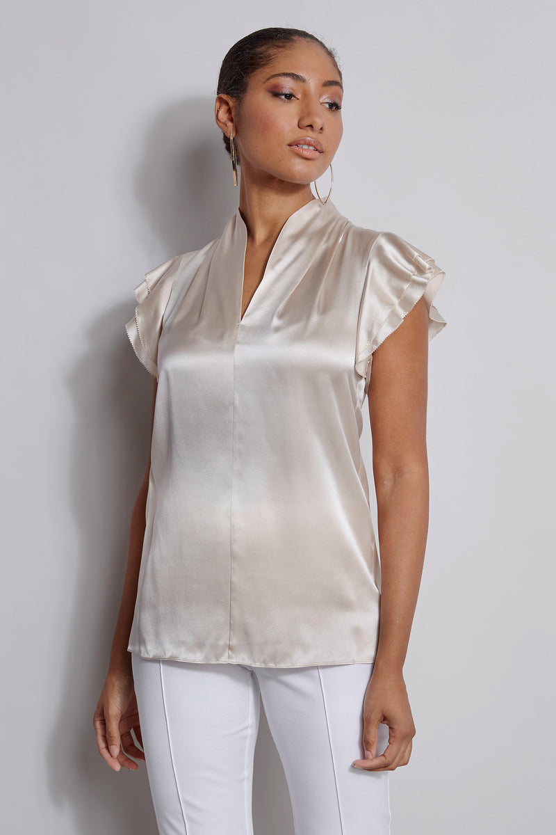 Silk Satin Flutter Shirt