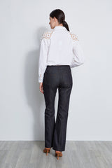 Cotton Lace Sleeve Button Down Shirt