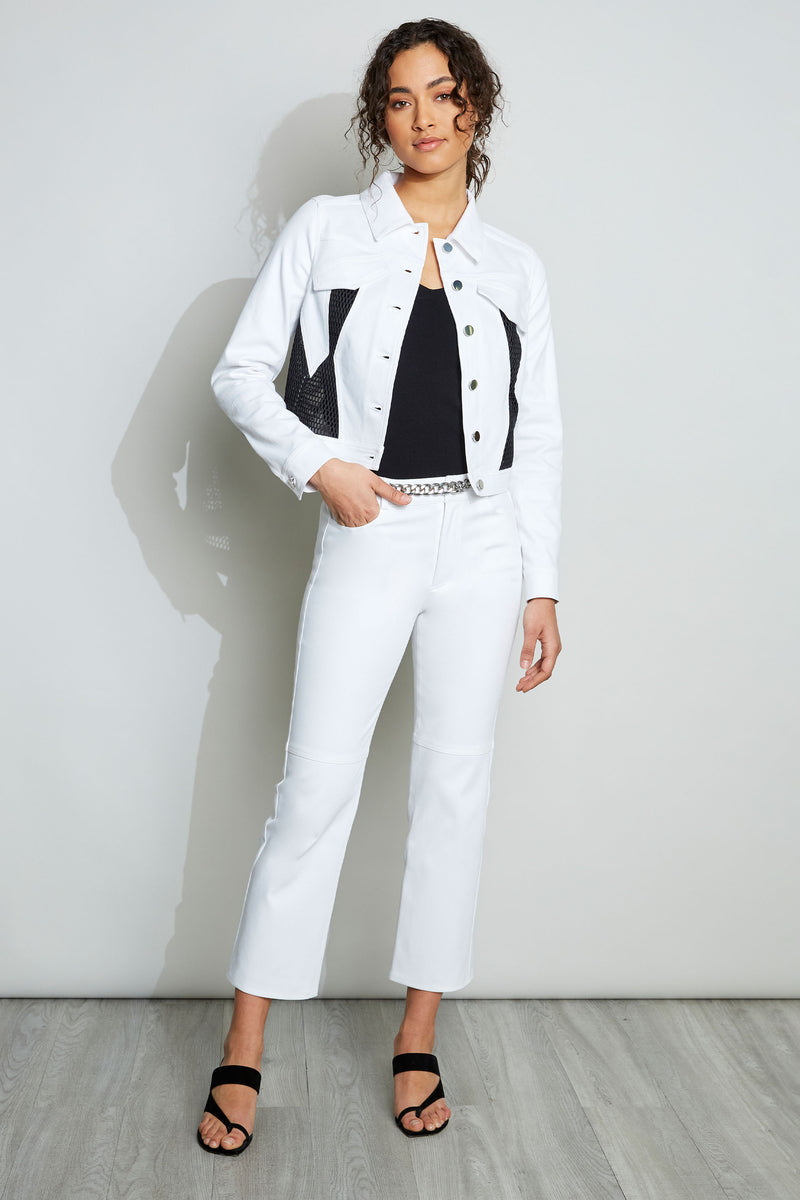 Buy Off-White Belted Cropped Denim Jacket - Blue At 50% Off | Editorialist