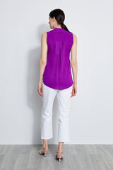 Sleeveless Silk Chain Collar Shirt