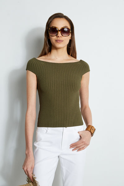 Off-Shoulder Rib Sweater Image 4