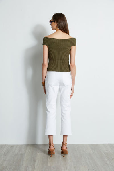 Off-Shoulder Rib Sweater Image 5