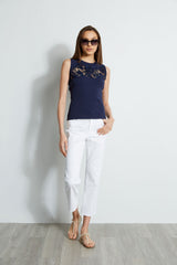 Sleeveless Lace Inset Sweater