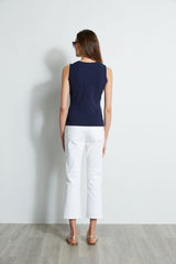 Sleeveless Lace Inset Sweater