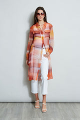 Ombre Silk Chiffon Maxi Shirt