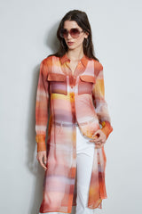 Ombre Silk Chiffon Maxi Shirt