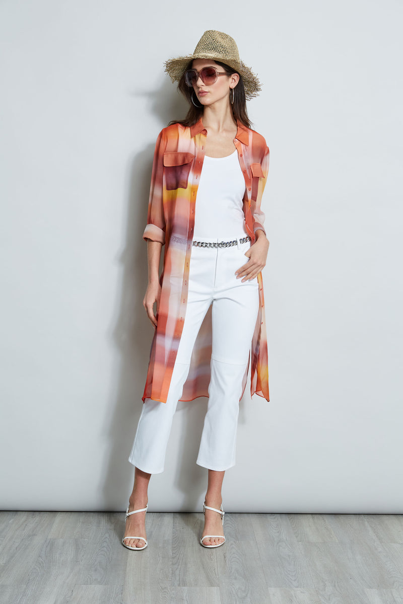 Ombre Silk Chiffon Maxi Shirt