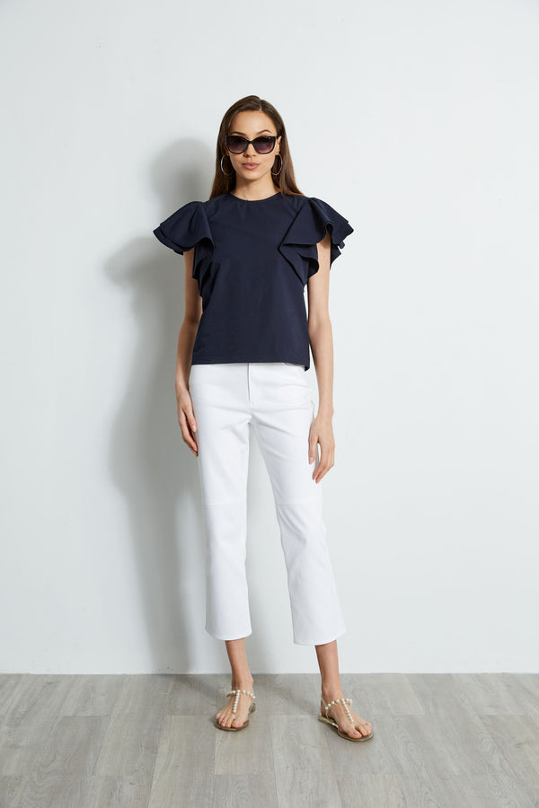 Tiered Flutter Sleeve Cotton Shirt