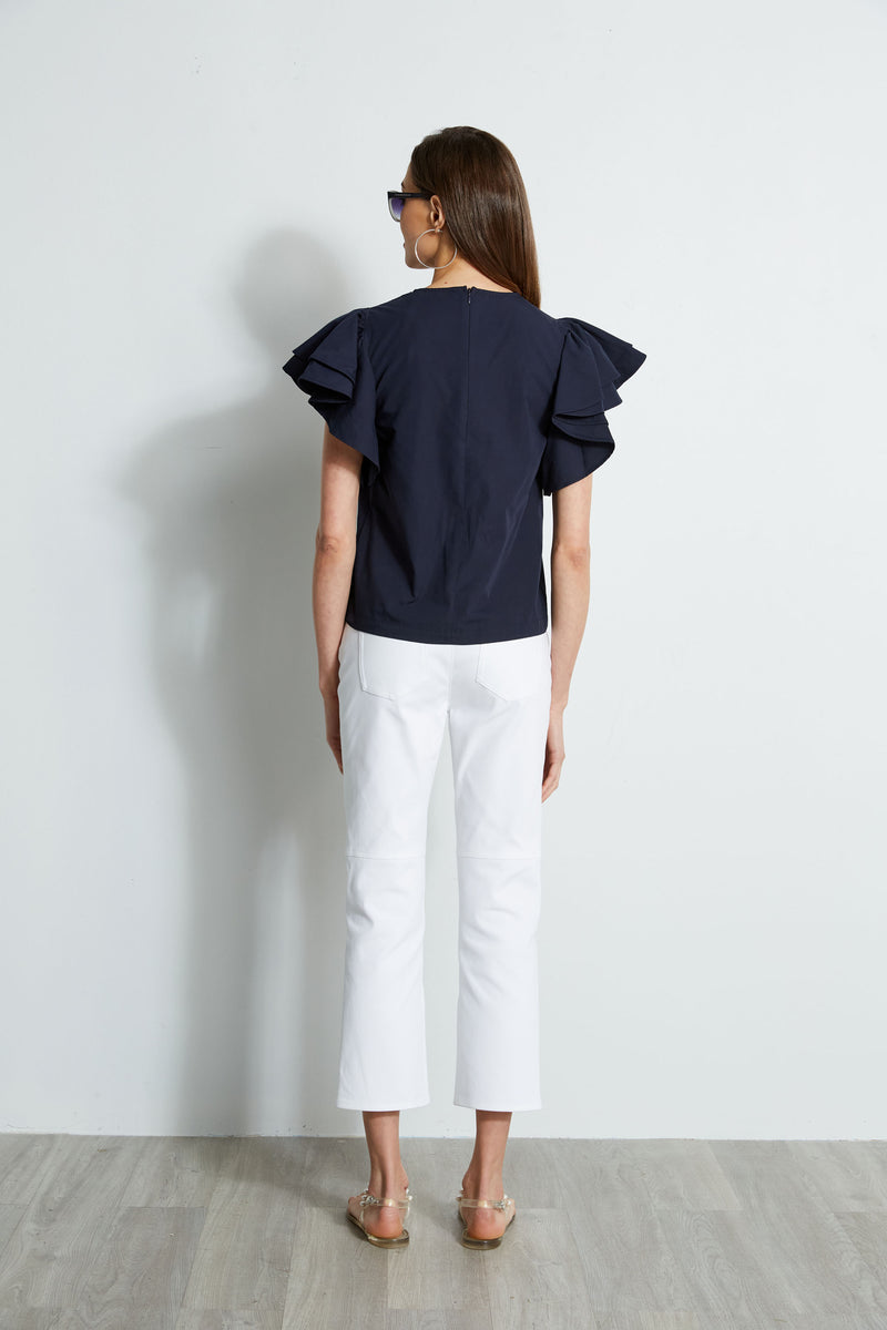 Tiered Flutter Sleeve Cotton Shirt