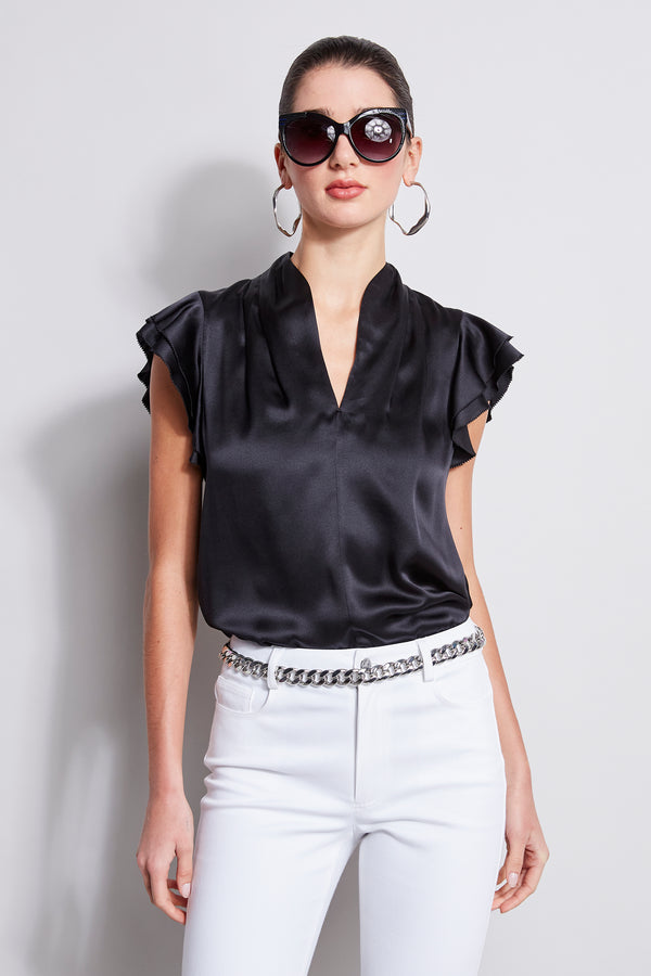 Silk Satin Flutter Shirt