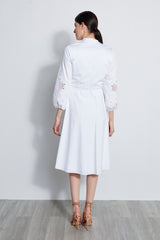 Embroidered Cotton Tie Dress