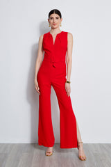 Belted Slit Jumpsuit