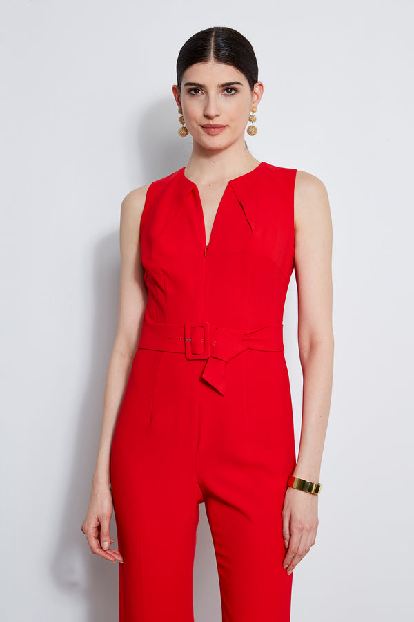 Belted Slit Jumpsuit