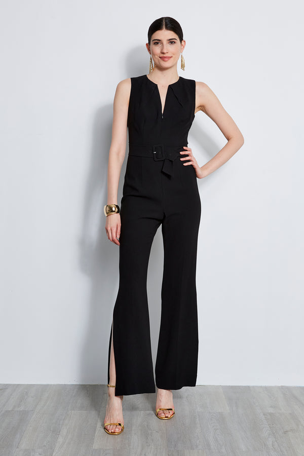 Belted Slit Jumpsuit