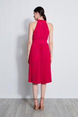 Pleated Cowl Midi Dress