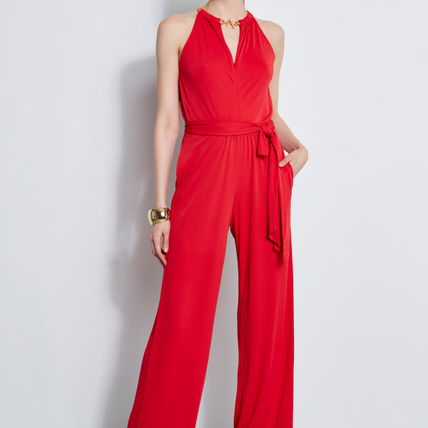 Tahari jumpsuit red deals