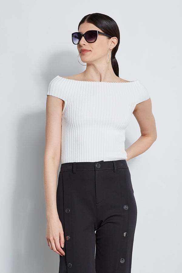 Off Shoulder Rib Sweater