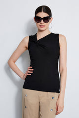 Sleeveless Asymmetric Twist Knit