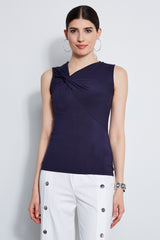 Sleeveless Asymmetric Twist Knit