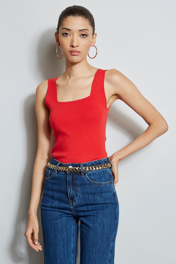 Scallop Square Neck Sweater