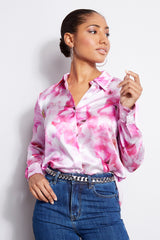 Silk Satin Watercolor Floral Shirt