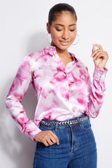 Silk Satin Watercolor Floral Shirt