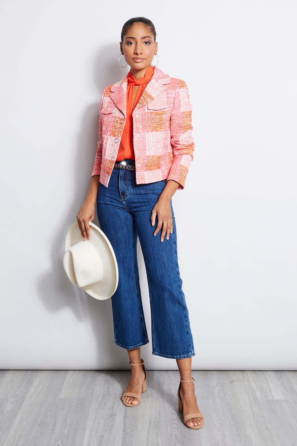 Cropped checked store jacket