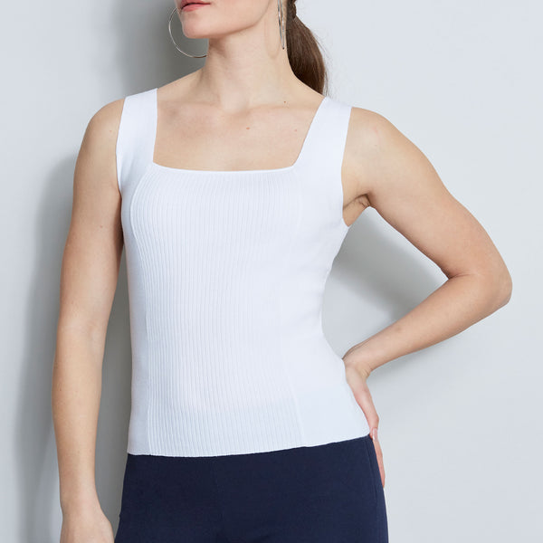 White Square Neck Tank Top