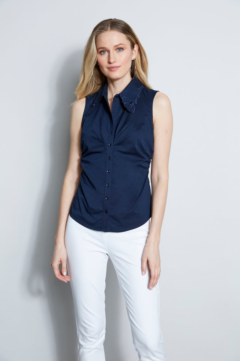 Embroidered Ruched Shirt
