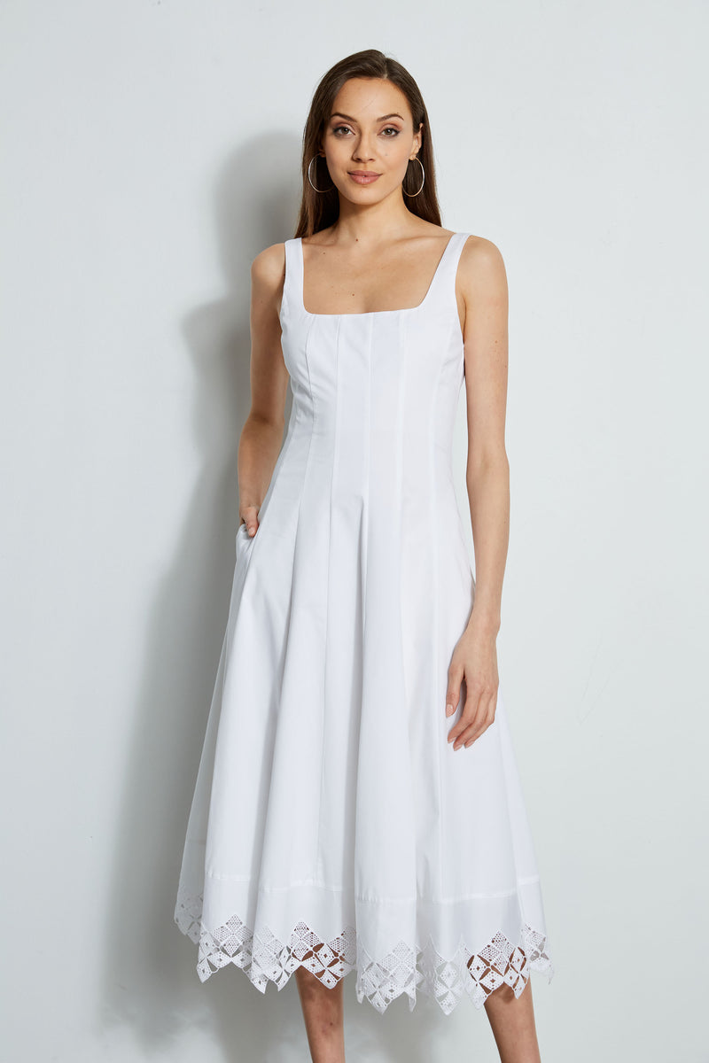 Cotton Poplin Square Neck Dress