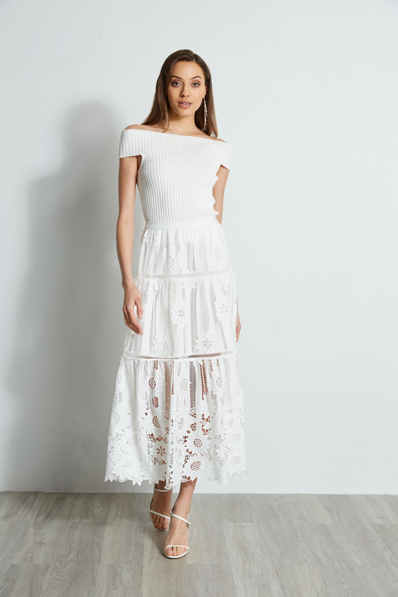 Lace Cut Out Maxi Skirt