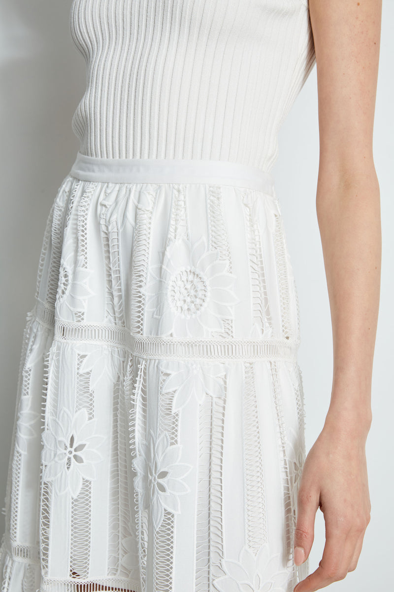 Lace Cut Out Maxi Skirt