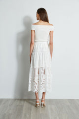 Lace Cut Out Maxi Skirt