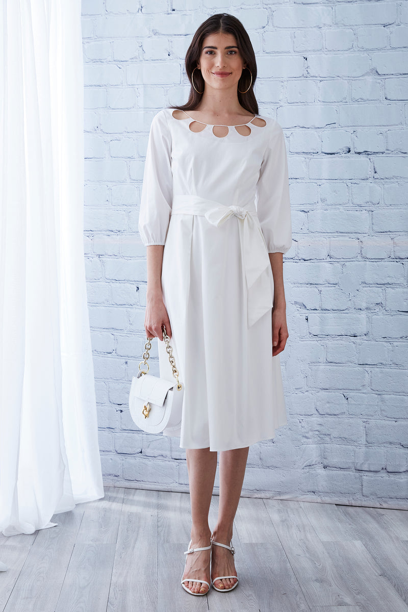 Keyhole Cotton Midi Dress