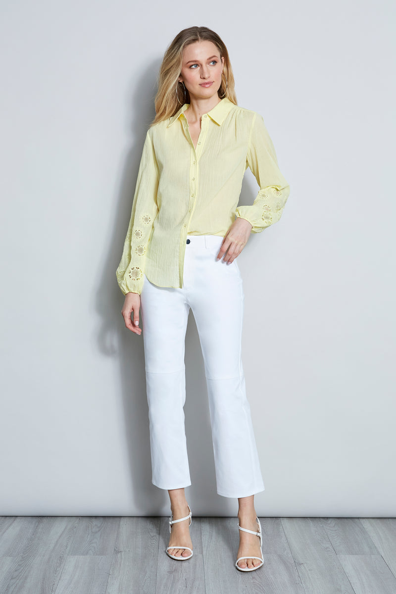 Crinkle Cotton Embroidered Shirt