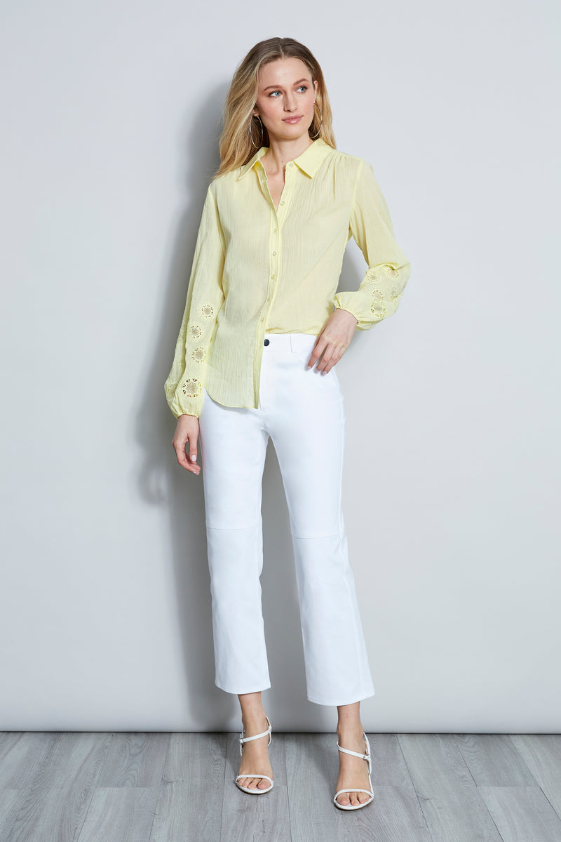 Crinkle Cotton Embroidered Shirt – Elie Tahari