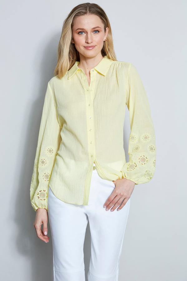 Crinkle Cotton Embroidered Shirt