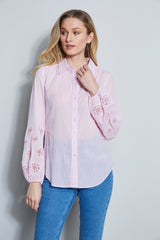 Crinkle Cotton Embroidered Shirt